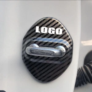 4pcs carbon fiber Door Lock Lockstitch Decor Cover Trim For Toyota RAV4 2009-23 - Foto 1 di 7