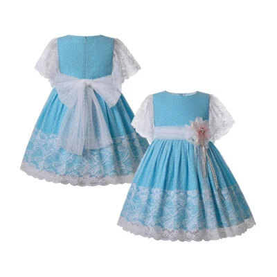Girls Easter Dresses Size 2-4 6 8 10 12 Spring Summer Flower Princess Dress Blue - Image 1 of 4