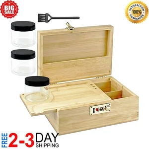 Bamboo Box with Combination Lock Smell Proof Stash Box Organizer Set NEW 2025 - Picture 1 of 8