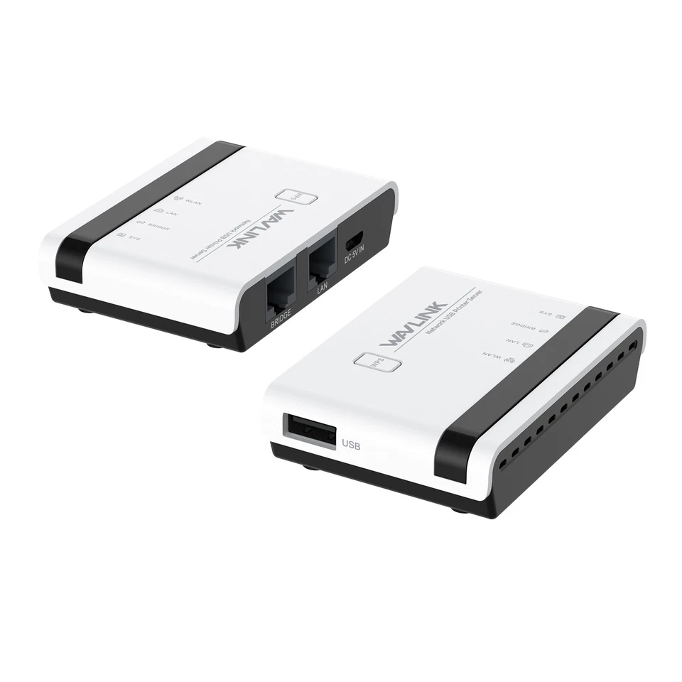 USB Wireless Printer Adapter Server WiFi 10/100Mbps LAN/Bridge 480Mbps USB2.0 - Image 1 of 4