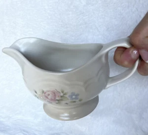 Pfaltzgraff Tea rose gravy boat floral Stoneware pitcher Ivory Vintage USA - Picture 1 of 9