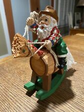 Cowboy Santa Clumsy Claus Riding Barrel Rocking Horse Western Figurine Christmas