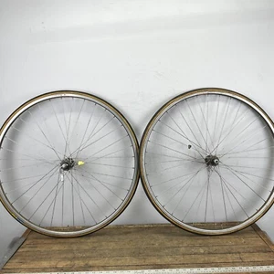 Vintage Araya 27" Wheel Set Bronze Suzue 36 Freewheel 126 Alloy 1" 80s Road Race - Picture 1 of 16
