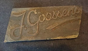 Tampon imprimerie matrice publicitaire J. Goossens années 1950 - Imagen 1 de 4