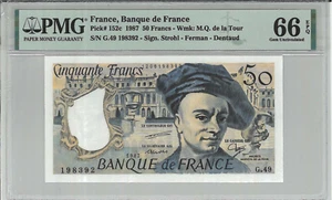 1987 FRANCE / BANQUE DE FRANCE / 50 FRANCS / PMG 66 EPQ GEM UNC - Picture 1 of 2
