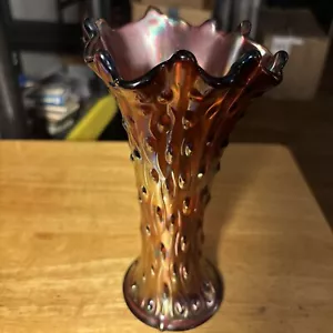 Antique Northwood Tree Trunk 8.5” Amethyst Iridescent Color Vase - Picture 1 of 6