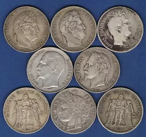 FRANKREICH.8 STÜCK 5 FRANKEN SILBER LATEINISCHE UNION 900‰.25 gr.ref 2024.12.2 - Bild 1 von 2