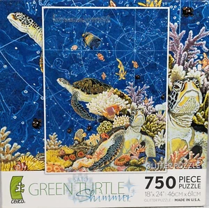 Ceaco 750 Piece Puzzle Green Turtle Shimmer Glitter Puzzle - Picture 1 of 3