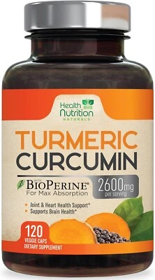 Turmeric Curcumin Extra Strength 2600mg with BioPerine Black Pepper Extract - Image 1 of 4