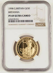 Great Britain UK 1998 BRITANNIA 1/2 Oz Gold £50 Pound Proof Coin NGC PF69 UC - Picture 1 of 4