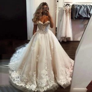 Vestidos de novia de lujo con apliques de encaje de tul y princesa vestidos de novia - Imagen 1 de 5