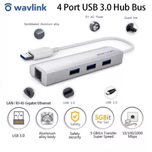 USB 3.0 Gigabit Ethernet LAN RJ45 1000Mbps Adapter 3USB Port HUB Docking Station - Picture 1 of 12