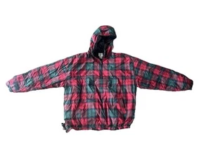 Vintage 1990’s Gap Pullover Insulated Anorak Red Green Flannel Plaid Jacket XL - Picture 1 of 9