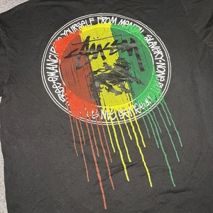 Vtg Stussy T Shirt Mens Large Rasta Skate Graphic Tee Crewneck Cotton Y2K - Picture 1 of 11