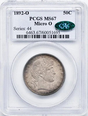 1892-O BARBER 50C PCGS MS 67 - Image 1 of 4