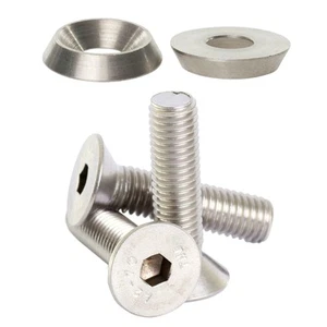 Tornillos avellanados hexagonales M3 M4 M5 + arandelas de taza sólida A2 acero inoxidable - Imagen 1 de 24