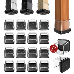 32 Pcs Square Chair Leg Guards Hard Back Sliders for Different Shapes of Carpet - Bild 1 von 5
