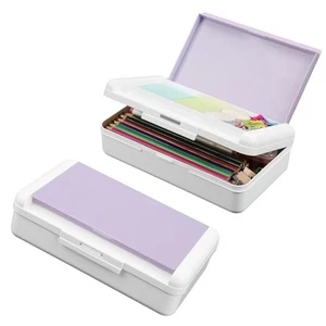 Pencil Box, Double Layer Pencil Case, Large Capacity Plastic Pencil Purple - Picture 1 of 7