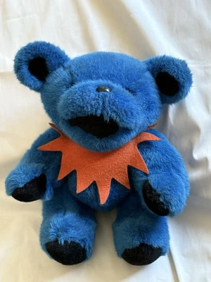 复古 Grateful Dead Bear 毛绒蓝色橙色 12 英寸 Steven Smith 熊  — 第 1/4 张图片