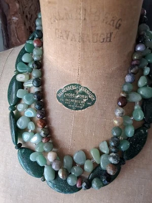 3 Strand Necklace Ocean Jasper, Green Chalcedony & Aventurine #0023 - Image 1 of 4