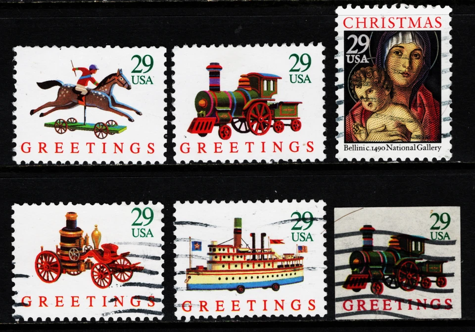 Collection #2710-14,19 Christmas  29c (used set of 6)1992  _n132 - Image 1 of 1