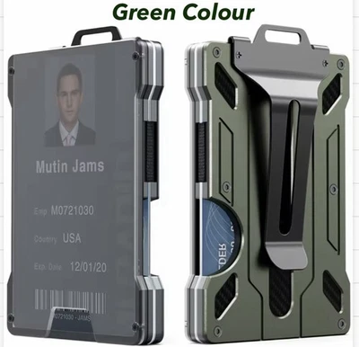 RFID Slim Wallet - Aluminum Metal Money Clip With Transparent ID Card Holder - Image 1 of 4