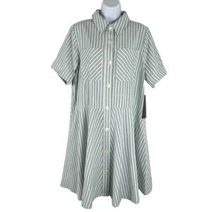 Tuckernuck Celadon Meryl Shirt Dress XL Striped Green White NWT DR-1724 - Picture 1 of 11