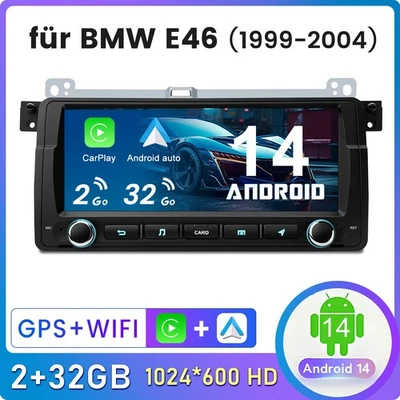 8" Für BMW E46 3er 318 320 325 M3 Apple Carplay Autoradio Android 14 GPS Navi FM - Bild 1 von 4
