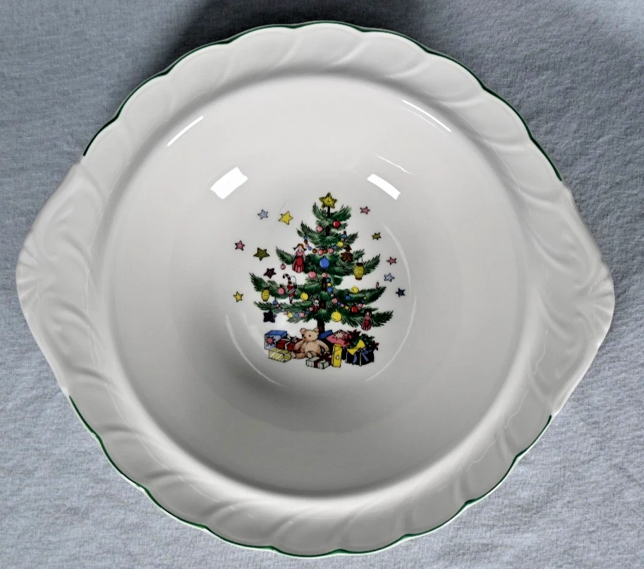 Felices Fiestas Navidad 10” x 11” Cuenco para servir verduras con asas de lengüeta Foto 1 de 4