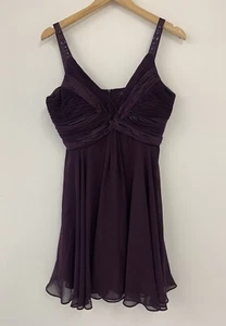 S.L. Mini Vestido sin Mangas de Gasa de Moda Ciruela Reino Unido 16 EE. UU. 12 - Imagen 1 de 11