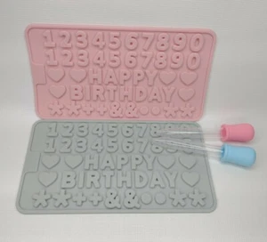 Silicone Happy Birthday Letters Mold Set Of 2 - Picture 1 of 5