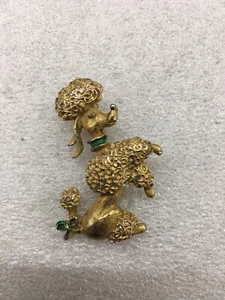 old French Poodle Pin Gold Tone Dog Brooch Costume - 2” tall - by Gerry’s - Picture 1 of 5