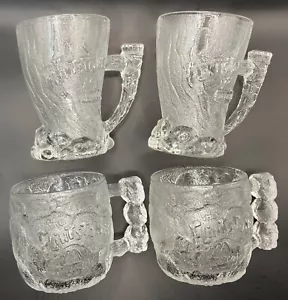 1994 McDonald's Flintstones Glass Mugs Lot of 4: 2x Mammoth 2x RockyRoad (Lot C) - Picture 1 of 3