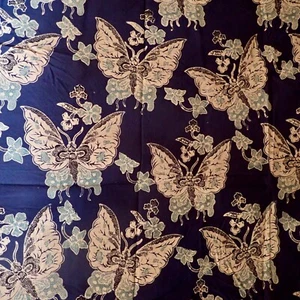 VTG BATIK SARONG MATERIAL JAVANESE. 42" x 88" "KUPU KUPU" BUTTERFLIES FLAWLESS. - Picture 1 of 8
