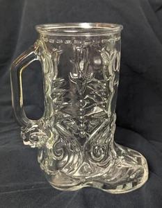 BOTA DE VAQUERO DE COLECCIÓN LIBBEY OF CANADA 6 1/2 in jarrón de vidrio en relieve Oklahoma 1987 - Imagen 1 de 13