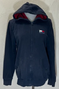Tommy Hilfiger Sweater Mens Hoodie Blue Full Zip Sweatshirt Size Medium - Foto 1 di 18