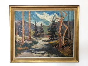 Svend Nielsen 20. Jahrhundert Dänisches Ölgemälde Abstrakt Wald Landschaft Vintage - Bild 1 von 6