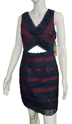 NUEVO Vestido Gianni Bini GB Mujer Azul Marino/Rojo Mini Cremallera Talla Mediana Sin Espalda Foto 1 de 4