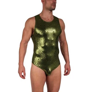 Manstore M2389 String Body Herren Unterwäsche Tanga einteilig Herrenanzug glänzend grün - Bild 1 von 3