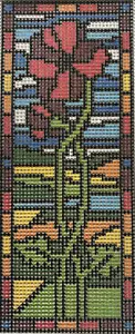 Landmark Tapestries & Charts Stained Glass Poppy Handprinted Needlepoint Canvas - Picture 1 of 7