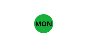 Monday Days of the Week Stickers | 1" Round | Self Adhesive | 500 Labels - Picture 1 of 3