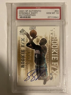 2000-01 SP AUTHENTIC #92 STROMILE SWIFT AUTO ROOKIE RC /500 Grizzlies PSA 10 - Image 1 of 2
