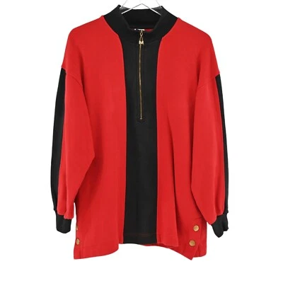 Vtg MONDI Sweatshirt Womens Sz EUR 34 Red Black Cotton Half Zip Sports Logo 90s - Image 1 of 4