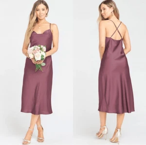 Show Me Your Mumu Nuevo sin Etiquetas Verona Vestido Capucha Ciruela Satén Deluxe Talla Pequeña - Imagen 1 de 7