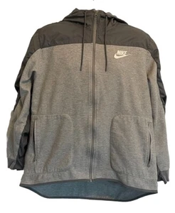 NIKE Sportswear  Gray/Dark Gray Full Zip Fleece Hoodie Swoosh Logo On Chest XL - Picture 1 of 13