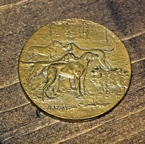 Antike Daschund Zeiger Labrador Hund Medaille Schau Bronze Adolph Niete signiert - Bild 1 von 5
