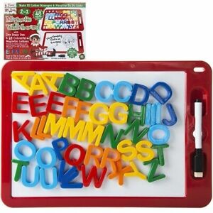 Xmas Magnetic Whiteboard ELF FUN with dry Erase Pen & 48 Colourful Letters Kids
