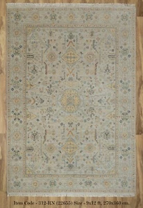 9x12 Light Blue High Quality Transitional Modern Decorative Wool Handmade Rug - Picture 1 of 21