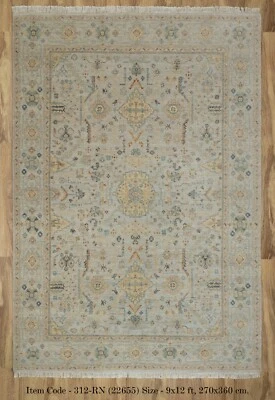 9x12 Light Blue High Quality Transitional Modern Decorative Wool Handmade Rug - Image 1 of 4