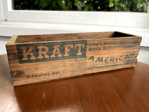 Vintage Advertising Kraft Wooden 5 Lb American Cheese Box Primitive Rustic Decor - Picture 1 of 11